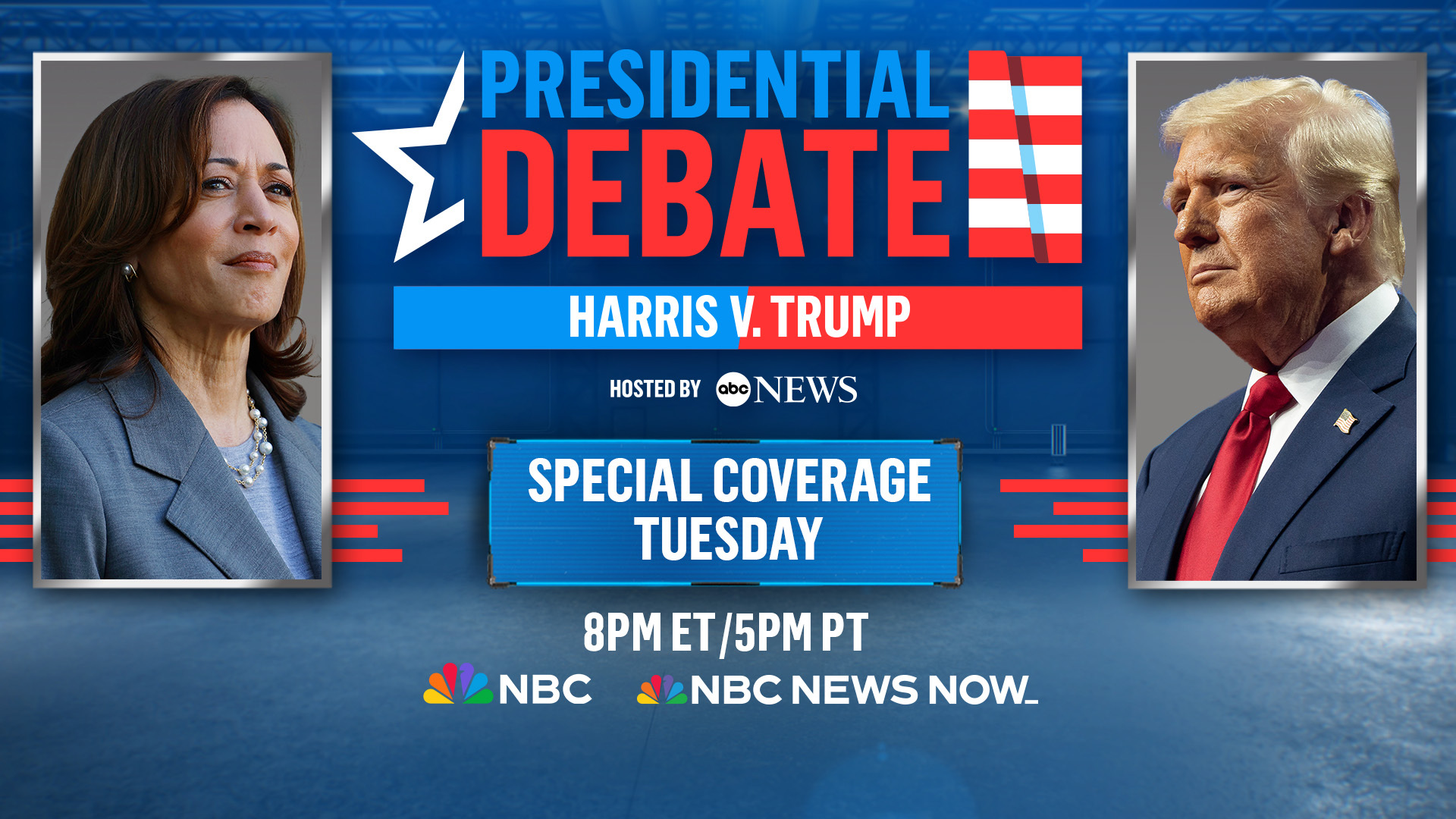 Tuesday: NBC News will broadcast the presidential debate live on NBC and NBC News NOW with additional coverage on NBCNews.com