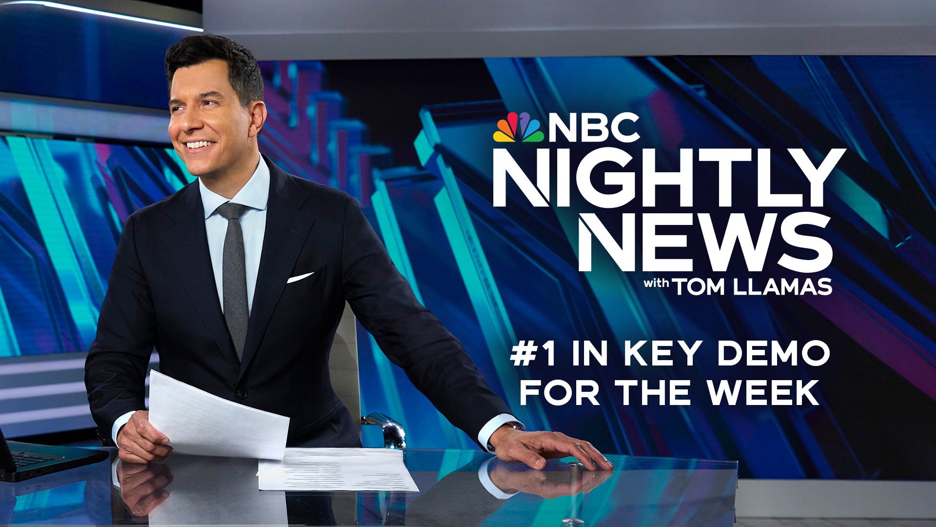 ‘Nightly News’ leads ‘World News Tonight’ from ABC in the A25-54 demographic; Tuesday delivers the largest single‑day victory over the network in four years; the first fully rated win over ABC since Llamas began in June. Jan. 13, 2026 – ‘NBC Nightly News with Tom Llamas’ — No. 1 among evening news for the first week of 2026, dominating the key A25-54 demo [...] Read more... from NBC NIGHTLY NEWS WITH TOM LLAMAS DOMINATES THE START OF 2026 WITH A MAJOR WEEKLY WIN IN THE KEY DEMO AMID HEAVY BREAKING NEWS